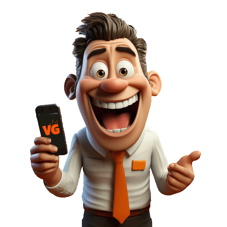 Man Holding Phone With VistaGamble logo